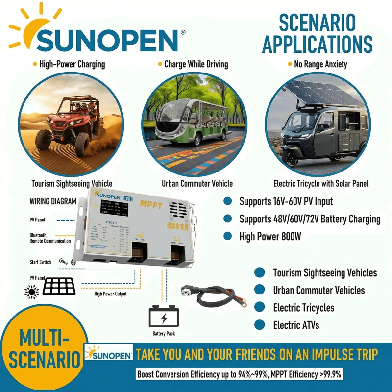 High-power electric vehicle, RV, and yacht solar controllers